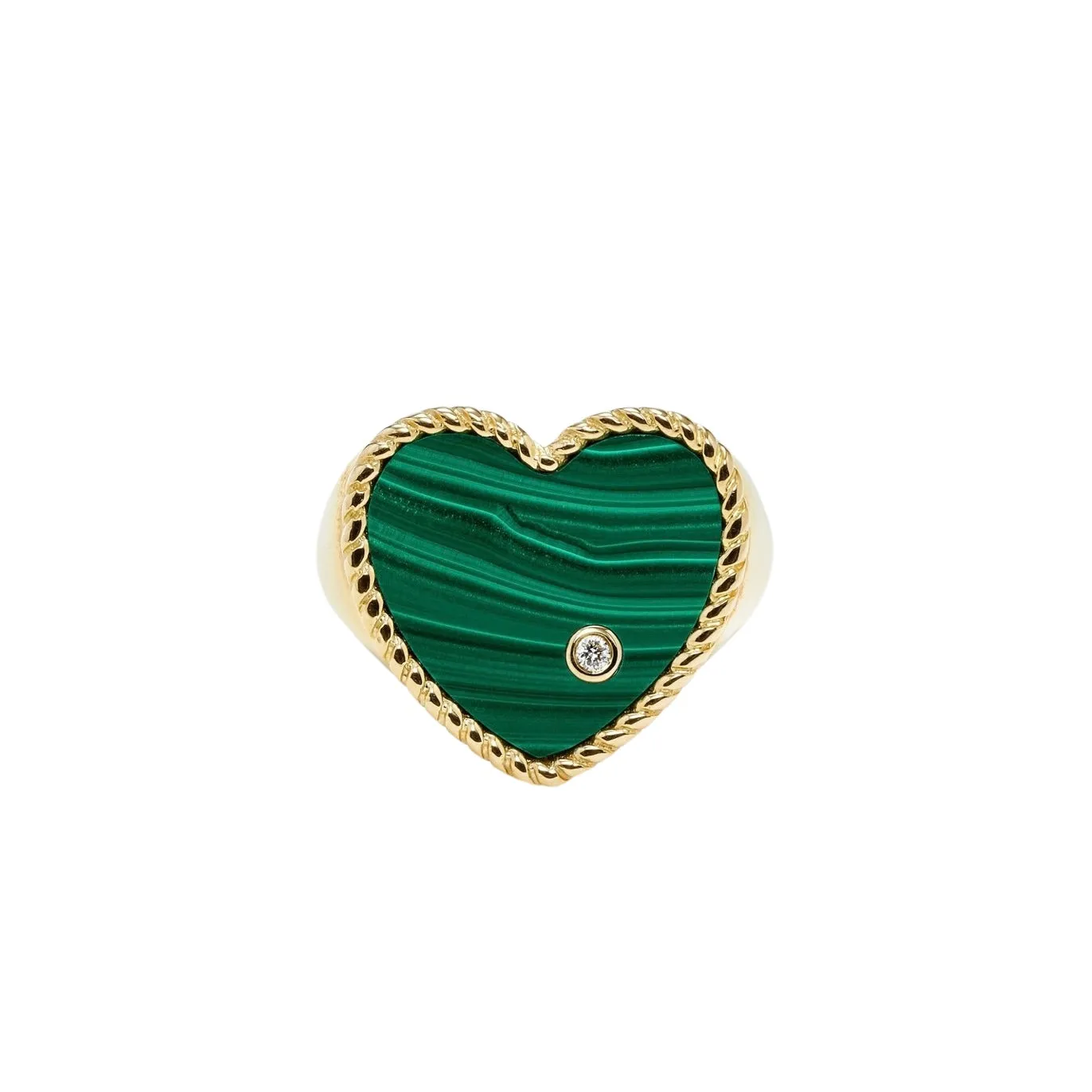 Precious Diamond Bezel Heart Signet Ring