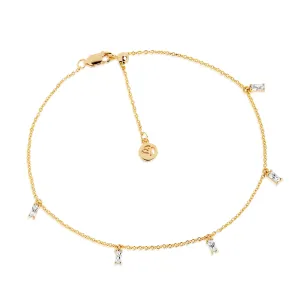 Princess Ankle Chain Gold Plated Anklet w. White Zirconias