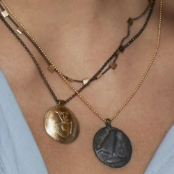 Raven Bronze Cameo Pendant Necklace