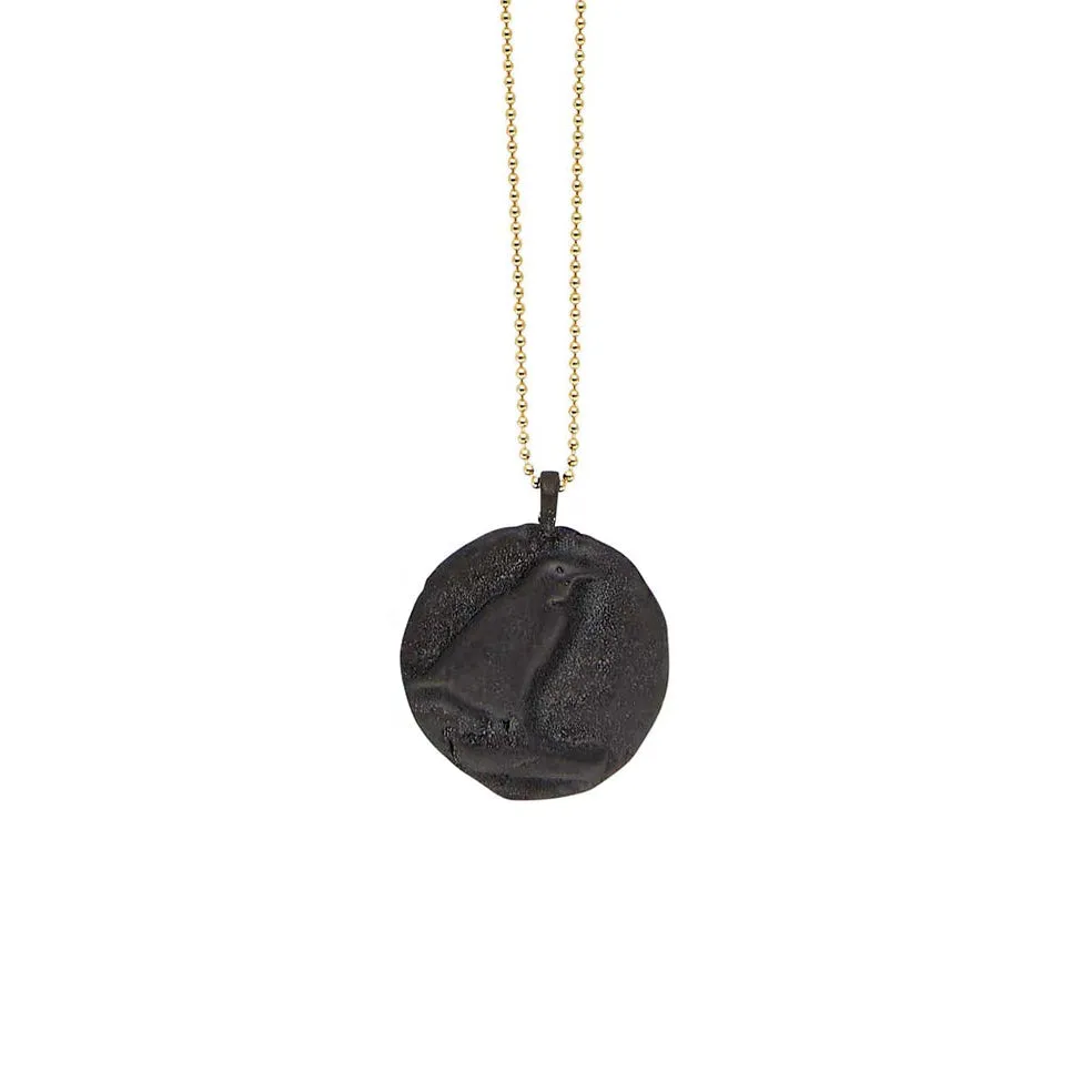Raven Bronze Cameo Pendant Necklace