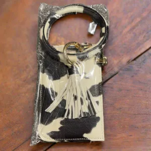 Round Ring Keychain Cow Pattern Blk/Wht