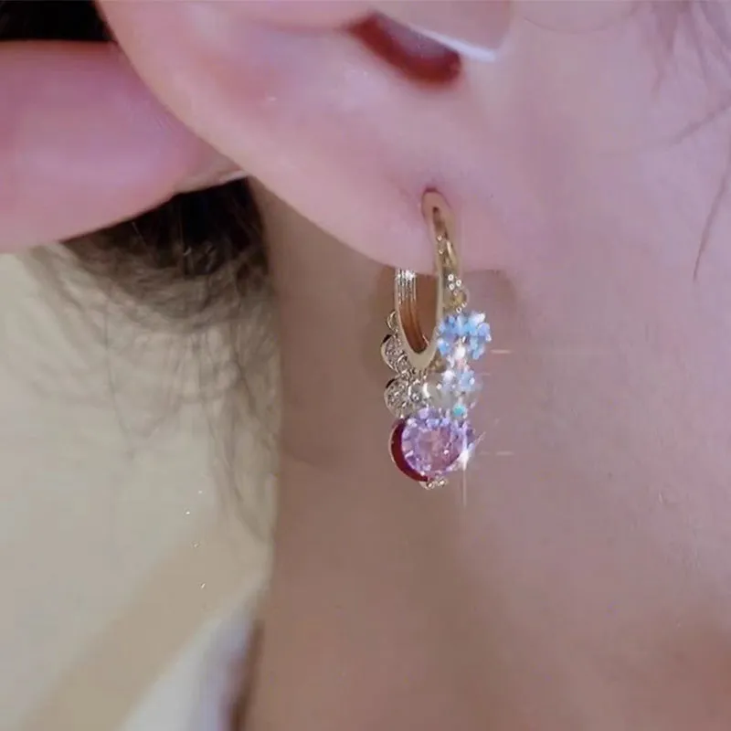 Shiny Colorful Zircon Drop Earrings