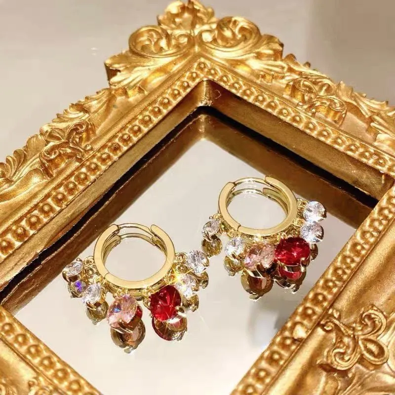 Shiny Colorful Zircon Drop Earrings