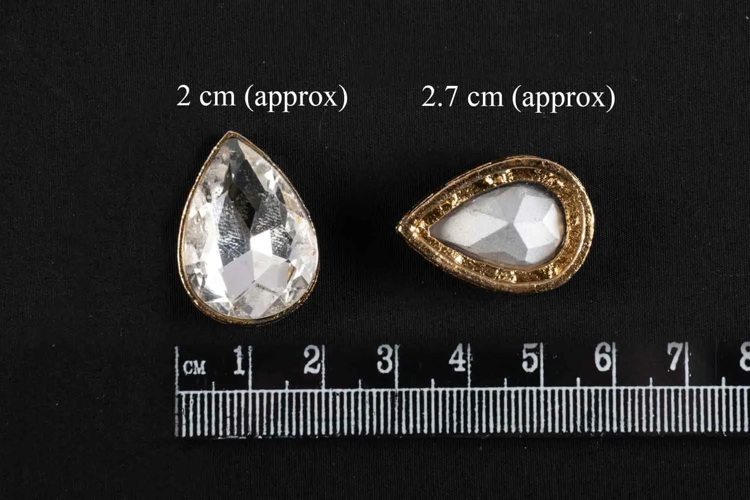 Silver Drop Kundan/Glass Stones with Golden Frame