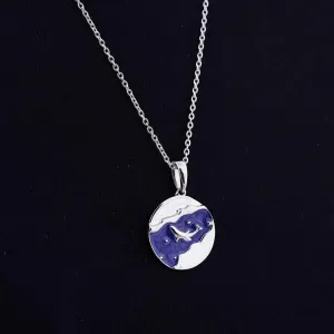 Silver Enamel Dolphin Pendant