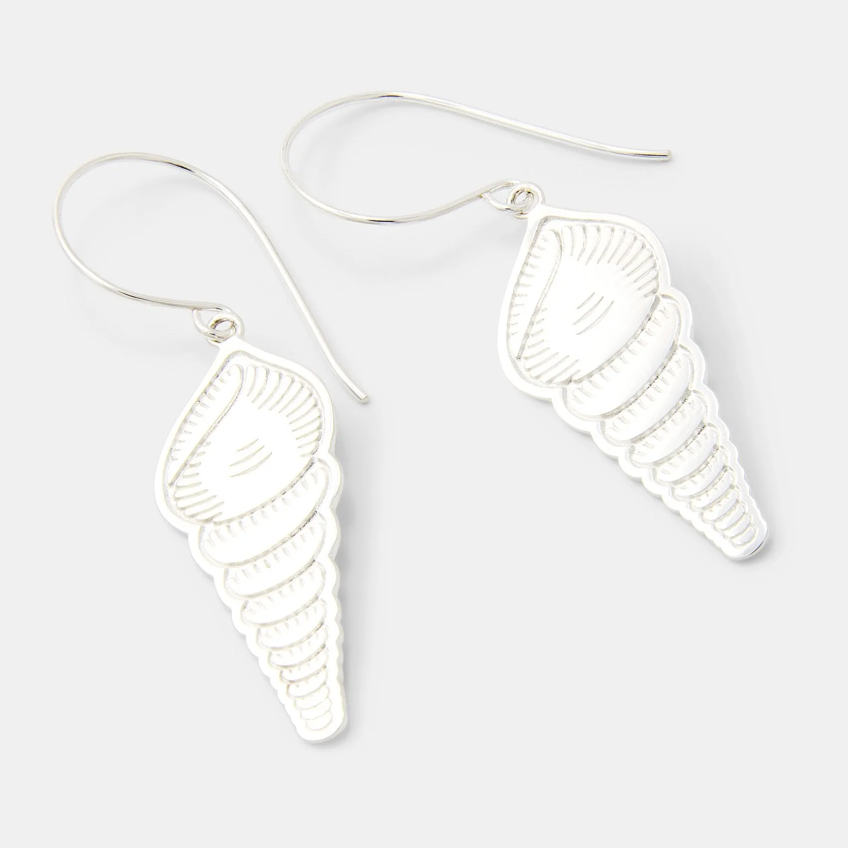 Spiral Shell Silver Dangle Earrings