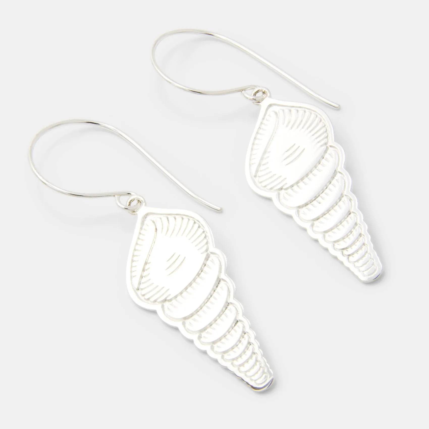 Spiral Shell Silver Dangle Earrings