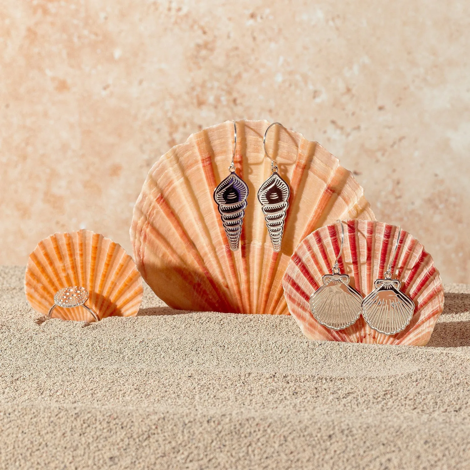 Spiral Shell Silver Dangle Earrings