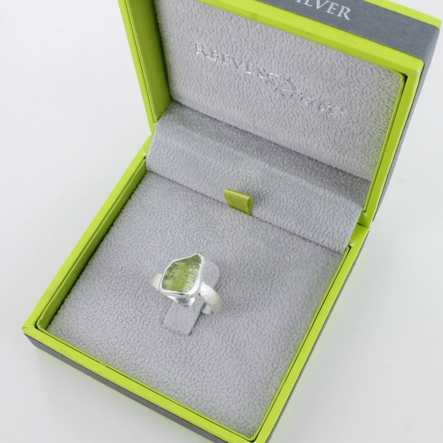 Sterling Silver and Rough Peridot Adjustable Ring