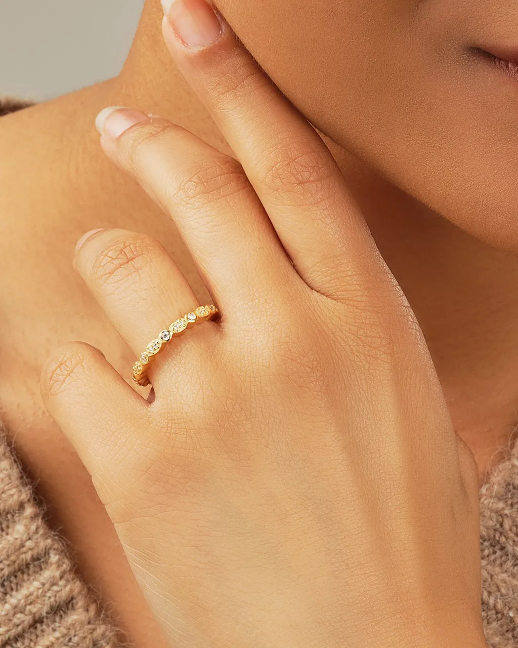Sterling Silver CZ Bezel Band Ring