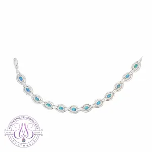 Sterling Silver oval shape framed bracelet with opal doublet