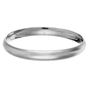 Sterling Silver Wide Round D-Shaped Bangle - Classic Stacking Bracelet
