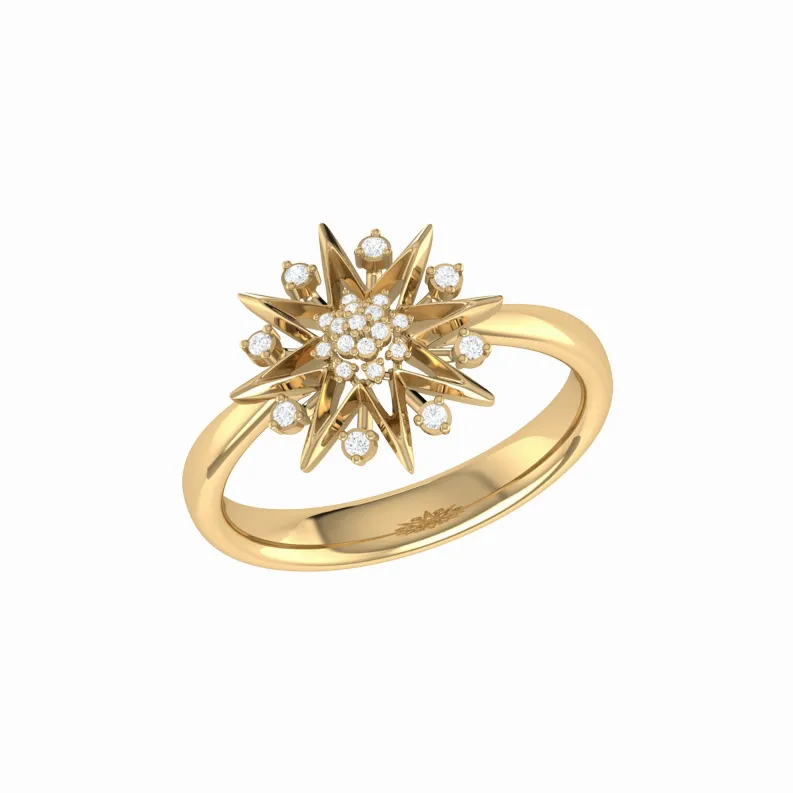 Supernova Star Diamond Ring in Sterling Silver