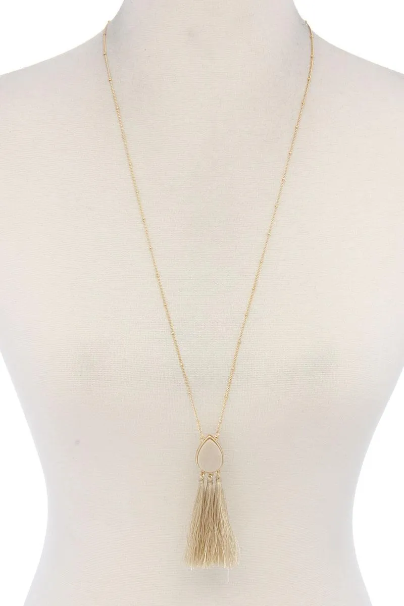 Teardrop Shape Tassel Pendant Necklace
