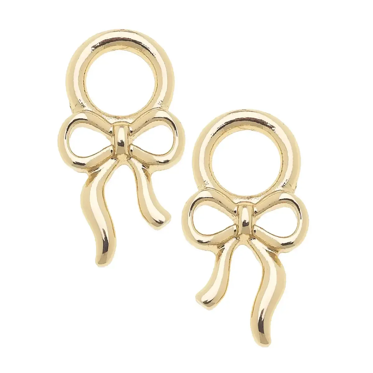 Tied Bow Huggie Charm (Set of 2) in Shiny Gold