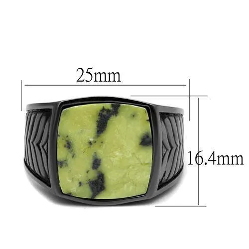 TK3112 - Stainless Steel Ring IP Light Black  (IP Gun) Men Semi-Precious Topaz