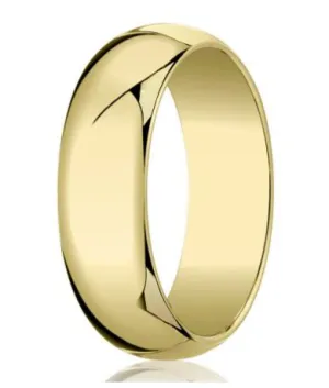 Traditional 14K Yellow Gold Wedding Band with Domed Polished Finish – 7 mm