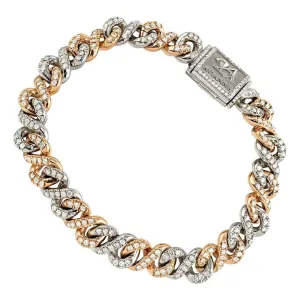 Two Tone Gold Diamond Infinity Link Bracelet 9 mm