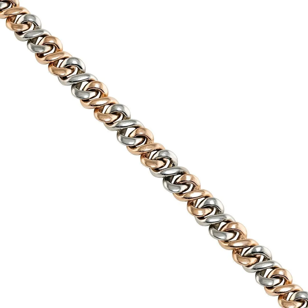 Two Tone Gold Diamond Infinity Link Bracelet 9 mm