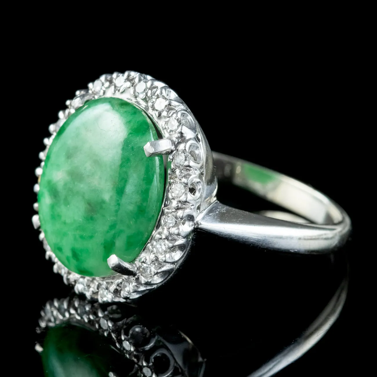 Vintage Jade Diamond Cluster Ring 7ct Jade