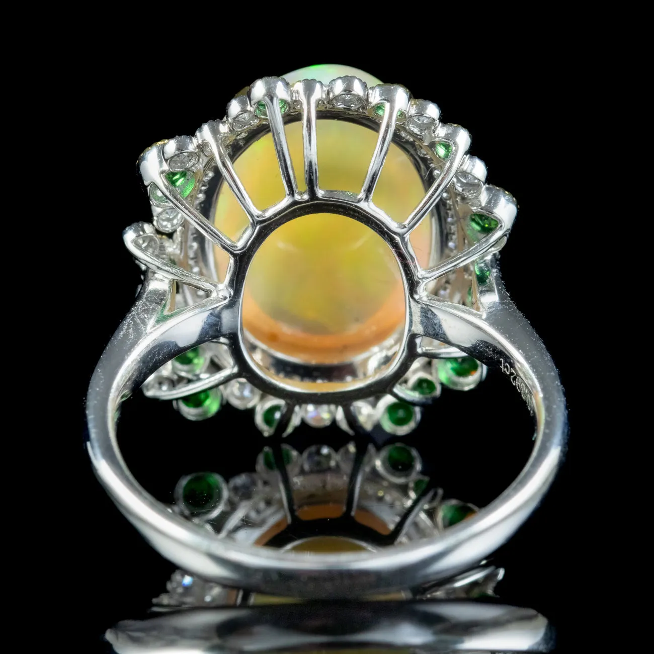 Vintage Opal Green Garnet Diamond Cocktail Ring 4.5ct Opal
