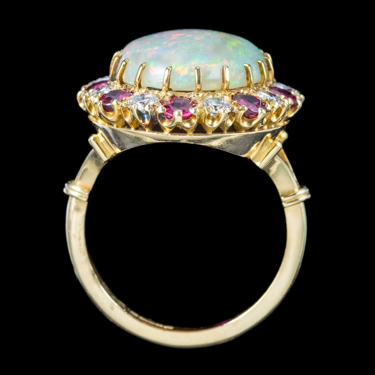 Vintage Opal Ruby Diamond Cocktail Ring 12ct Opal With Box and Cert