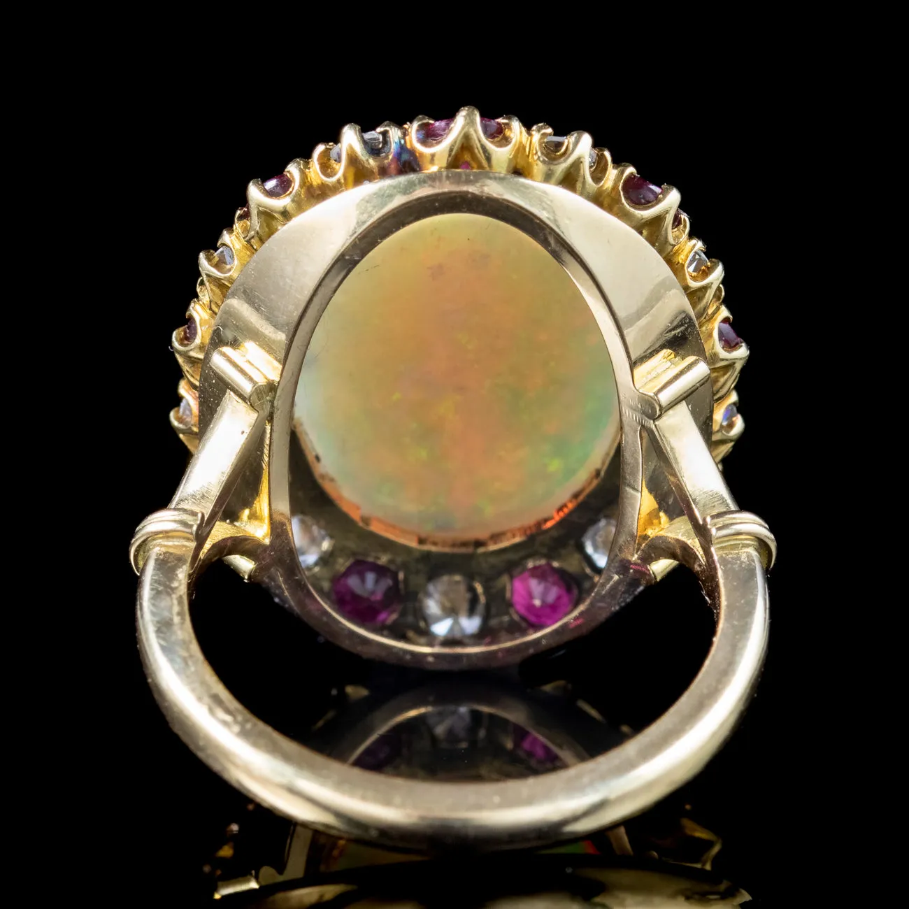 Vintage Opal Ruby Diamond Cocktail Ring 12ct Opal With Box and Cert