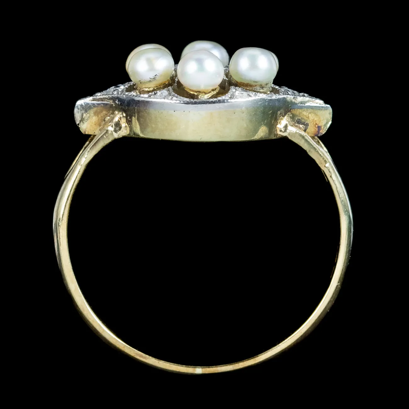 Vintage Pearl Diamond Cluster Ring