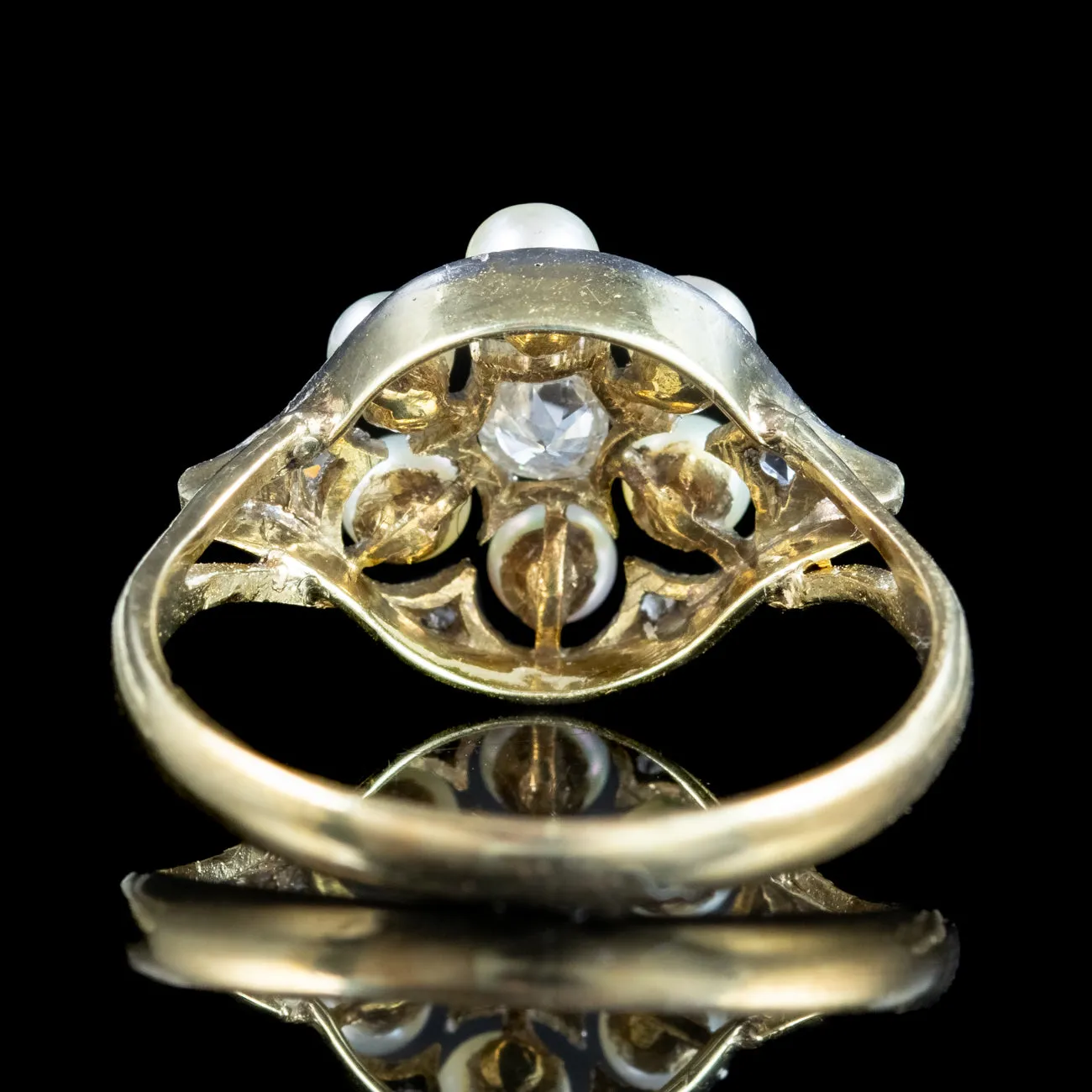 Vintage Pearl Diamond Cluster Ring