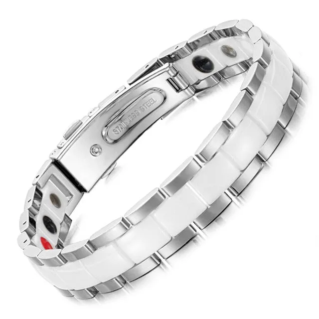 White and Gold Ceramic Magnetic Bracelet