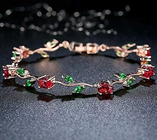 Yellow Chimes Combo Bracelets for Women 2 Pcs Latest Floral Swiss Zircons Rosegold Plated Crystal Bracelets Set for Women and Girls