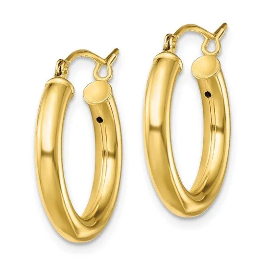 YGP Sterling 3X20mm Shiny Hoop Earrings