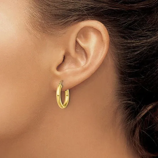 YGP Sterling 3X20mm Shiny Hoop Earrings